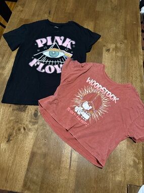 Old Navy Kids Band Graphic Tees - Black & Dusty Rose